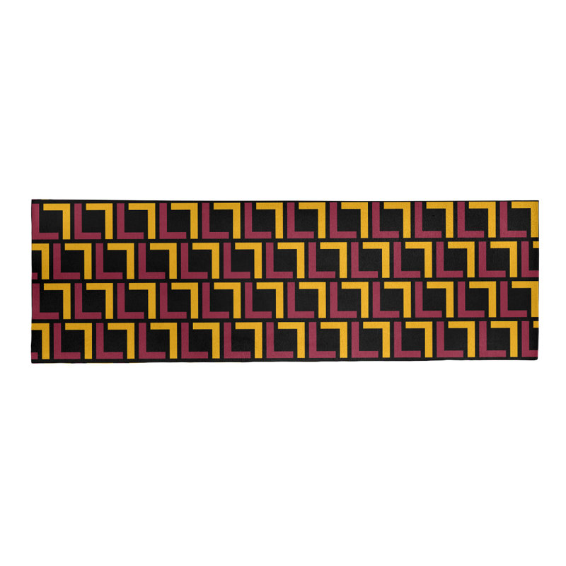 Tapis de couloir géométrique noir / jaune / rose