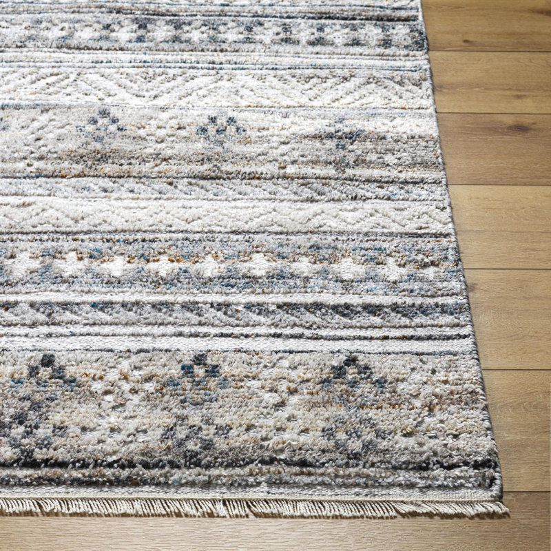 Tapis ivoire / gris moyen Nellie, Rectangle de 10 pi x 14 pi