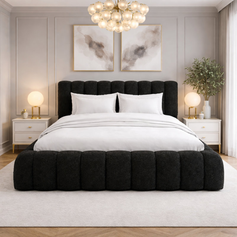 Upholstered Bed, Kingsize (5'), Black