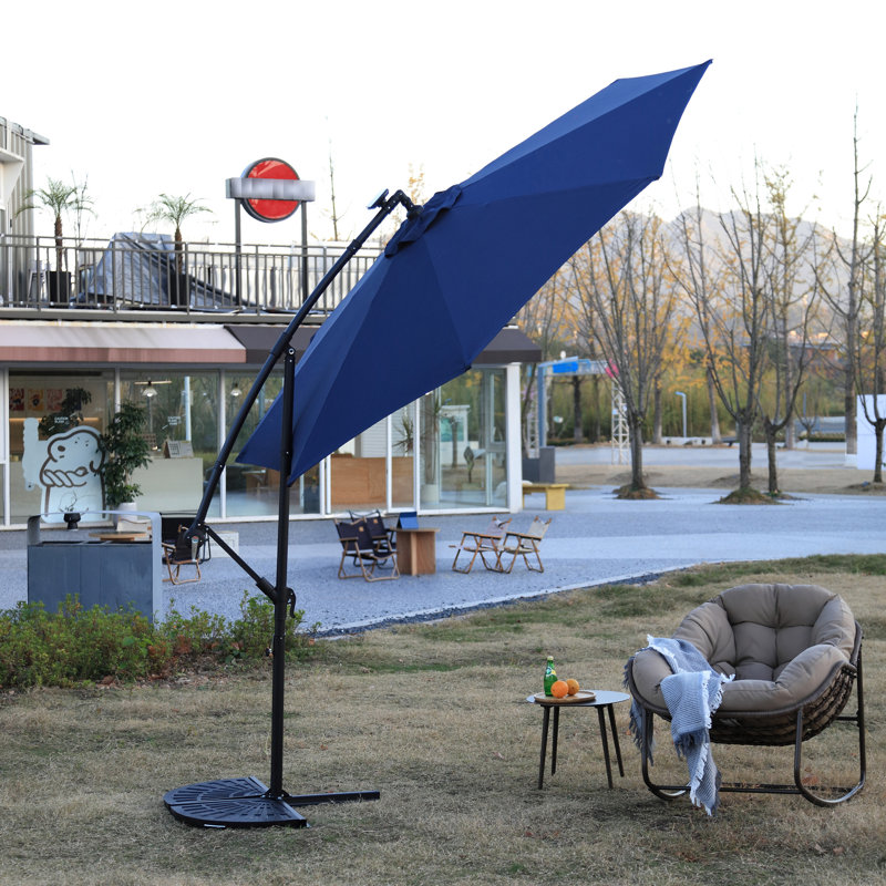 10Ft Solar Led Patio Umbrella - Navy Blue Color 40 Integrated Easy To Operate Stable Design Quality 10Ft  Navy Blue  Built-In Lights, Effortless Adjustment, Robust Stability, Composition