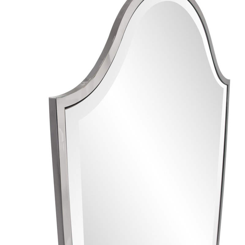 Stainless Steel Frame Arch Wall Mirror, 59" x 24", Silver
