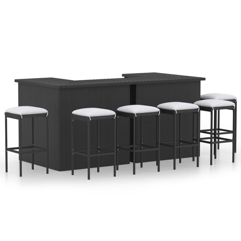 Brunhildis 8 Piece with Cushions, Black Frame/Cream Cushion