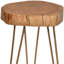 Table de bout ronde 26 "en bois massif doré et naturel