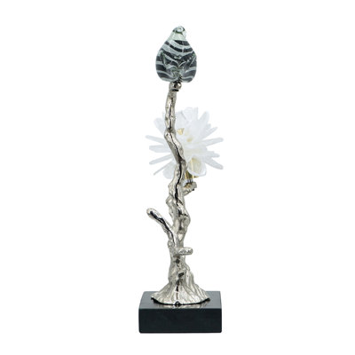 Aluminum Candle Holder With Marble Stand, 8X5x15"