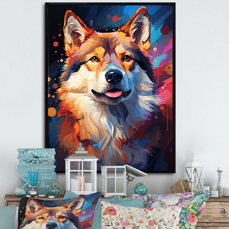 «Modern Shiba Inu Spirit I» sur impression sur toile, Cadre flottant noir, H 44 po x l 34 po x P 1,5 po
