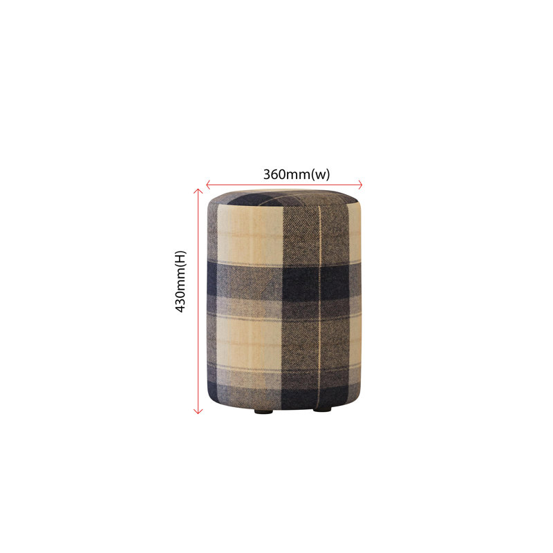 Tartan Fabric Round Stools Tartan , Navy Blue