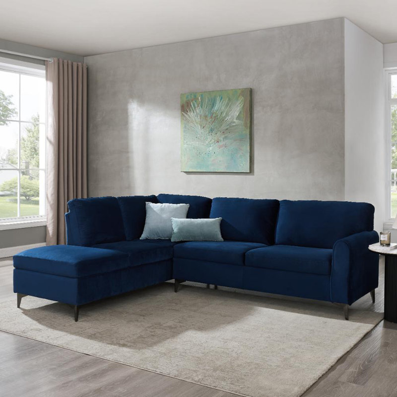 Evelyn 4 Seater Corner Sofa , Blue, Left Hand Facing