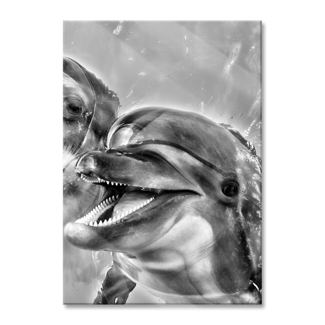 Glasbild _ Wandbild Auf Echtglas _ Delfin Paar Im Wasser _ Inkl. Aufhängung Und Abstandshalter_LFy16699