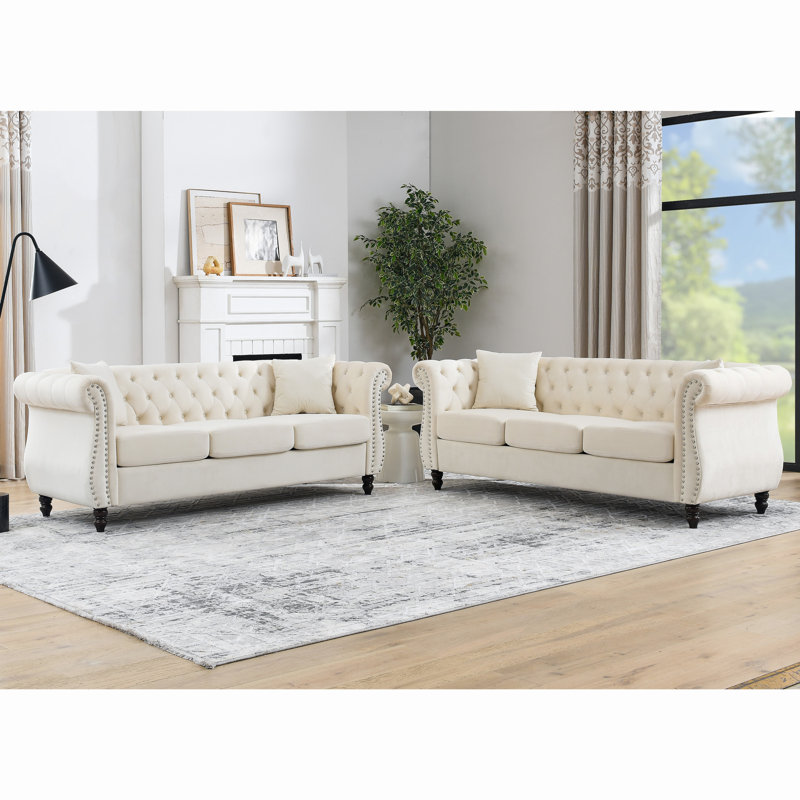 Velours beige 3 + 3 - Structure en tissu respirant et doux