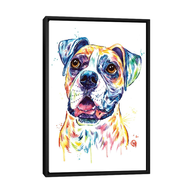 Boxer par Lisa Whitehouse - impression d'art graphique, Pas de tapis, H 60 po x l 40po x P 1,5 po, Toile avec cadre noir