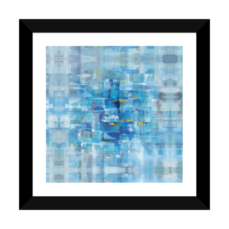 "Cases abstraites bleues" par Danhui nai, reproduction d’art, Blanc, Papier encadré noir, H 16 po x l 16 po x p 1 po