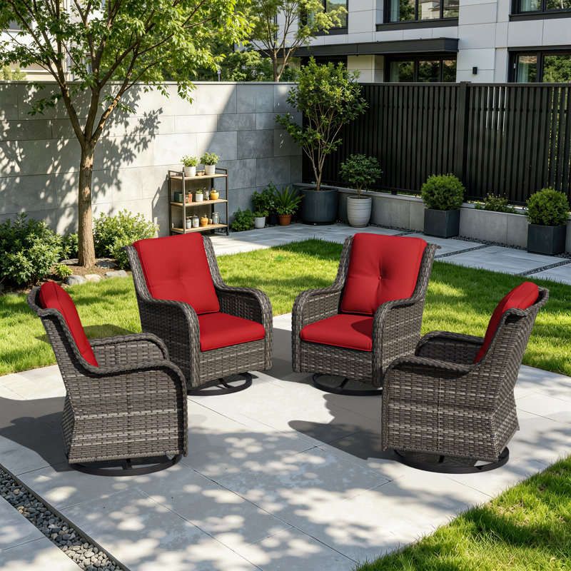 Ivandell Swivel Outdoor Lounge Chair, Red
