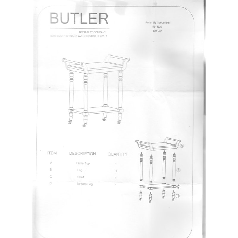 Danielle Marble Bar Cart, Gray