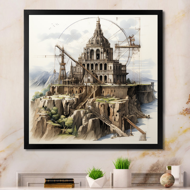 «Alytic dessin of A Monuments I », reproduction sur toile, Black Picture Framed, 36" H x 36" W