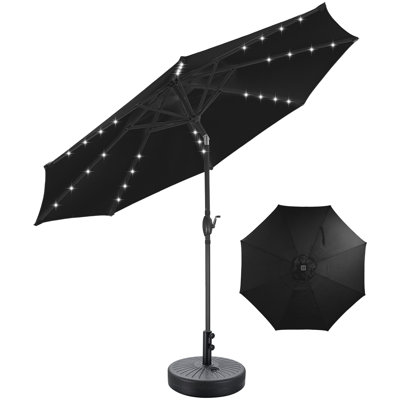 10Ft Market Umbrella Lighted Umbrella Beach With 8 Ribs