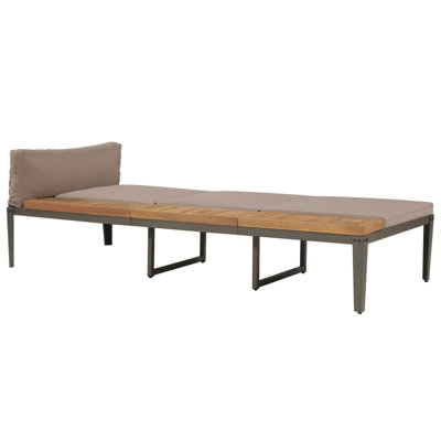 Chaise longue simple 80 po en acacia avec coussins 80 po