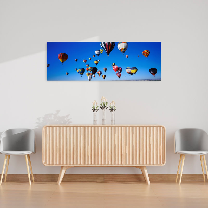 Hot Air Balloons Floating In Sky Albuquerque International Balloon Fiesta Albuquerque Bernalillo County New Mexico USA by Terry Thompson - Wrapped Canvas Panoramic Print