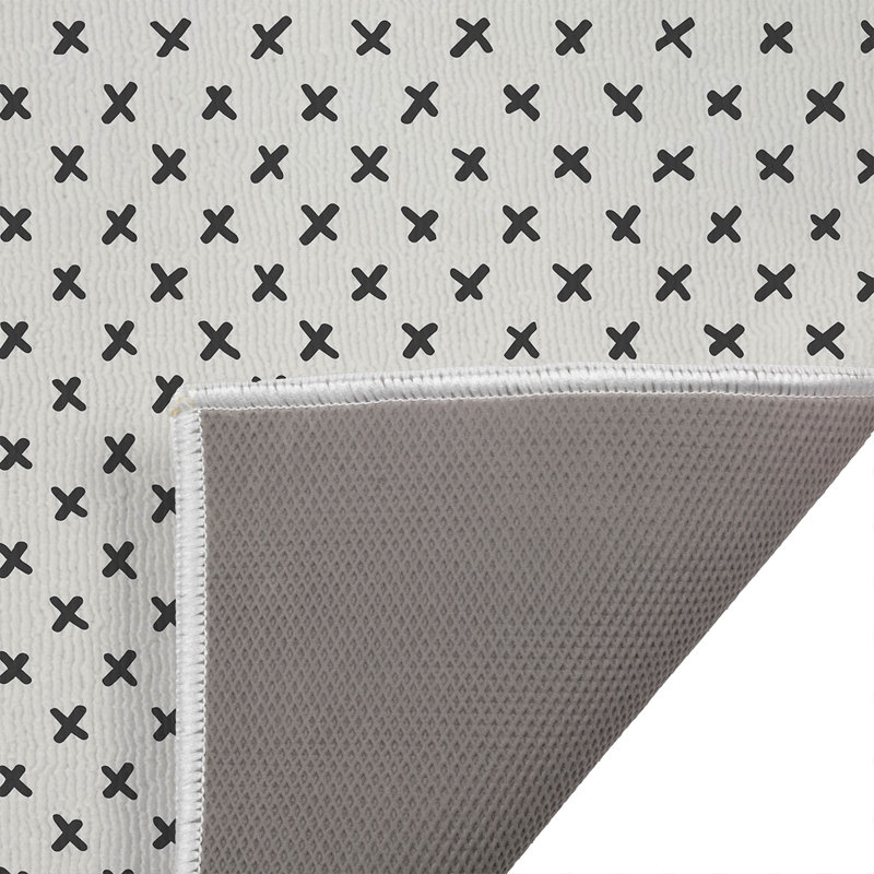 Tapis de toilette rectangulaire antidérapant absorbant à motifs croisés, 24" W x 17" L, Light Blue/Blue