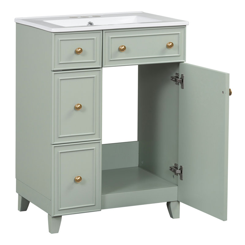 Meuble-lavabo autoportant 24 po 24 po, Argent argent, Vert