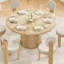 Table de salle à manger de 43 po pour 4 personnes, petite table de salle à manger avec plateau en bois et base en métal robuste, table de salle à manger ronde moderne pour salle à manger, assemblage facile-1534276476