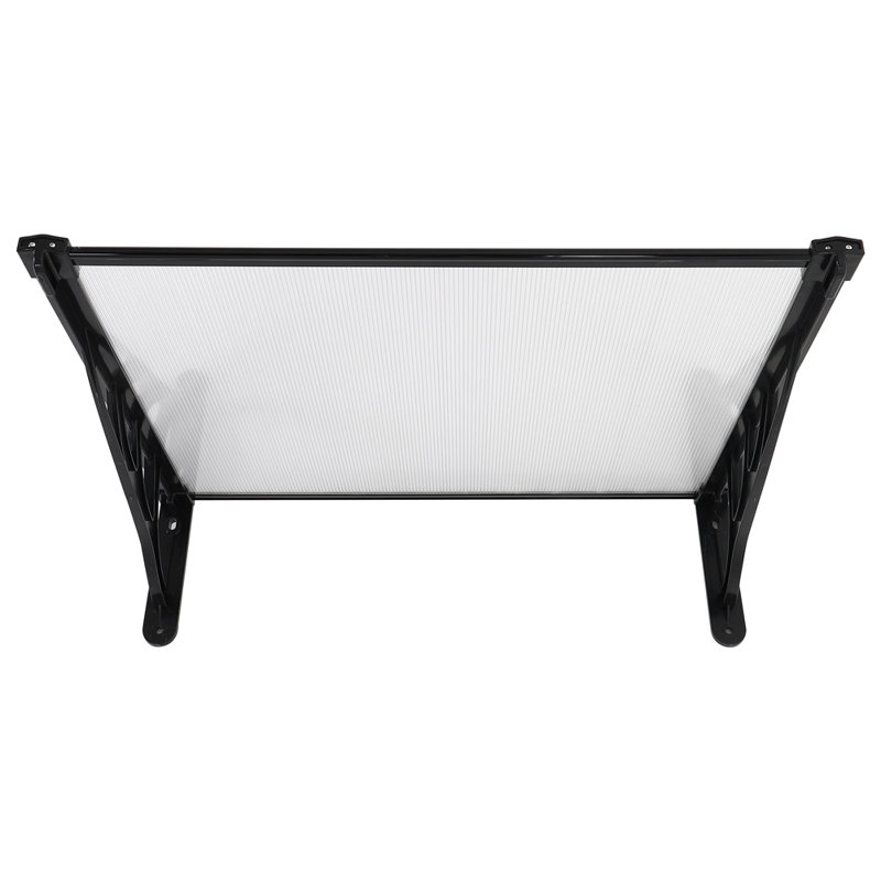 Dakota Fields 90cm D Plastic Cover Retractable Door / Window Awning, 28cm H x 150cm W x 90cm D, Clear/Black
