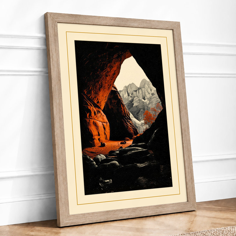 Cave Outlook Landscape - Framed Print, A4 - 29.7 x 21.0 cm, Oak