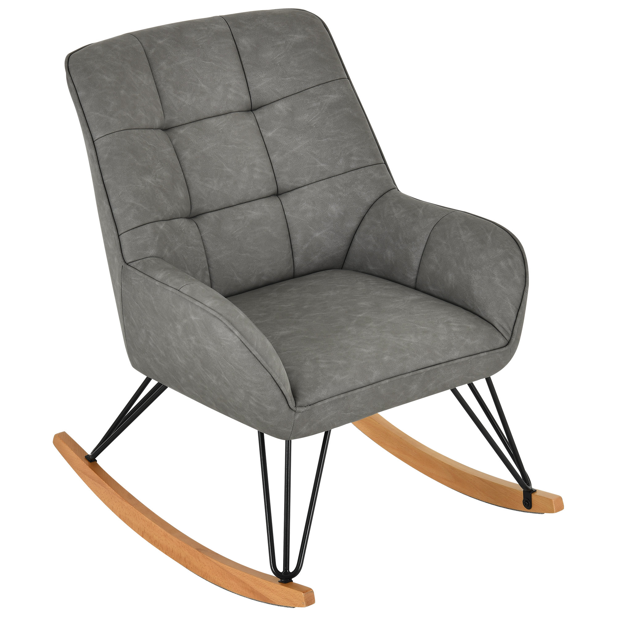 Wade Logan® Badrulla Rocking Armchair Upholstered PU Leather Accent Nursery Rocker Chair Wayfair