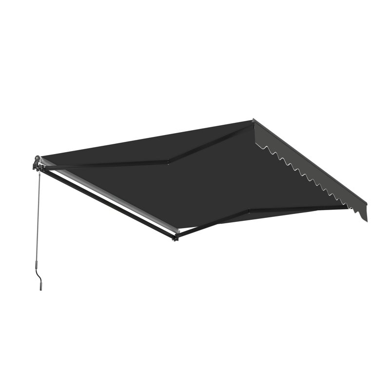 Retractable Home Patio Awning | Deck Canopy |UV Protection Sunshade | Manual Black Frame | Upgraded 2024, Black Onyx