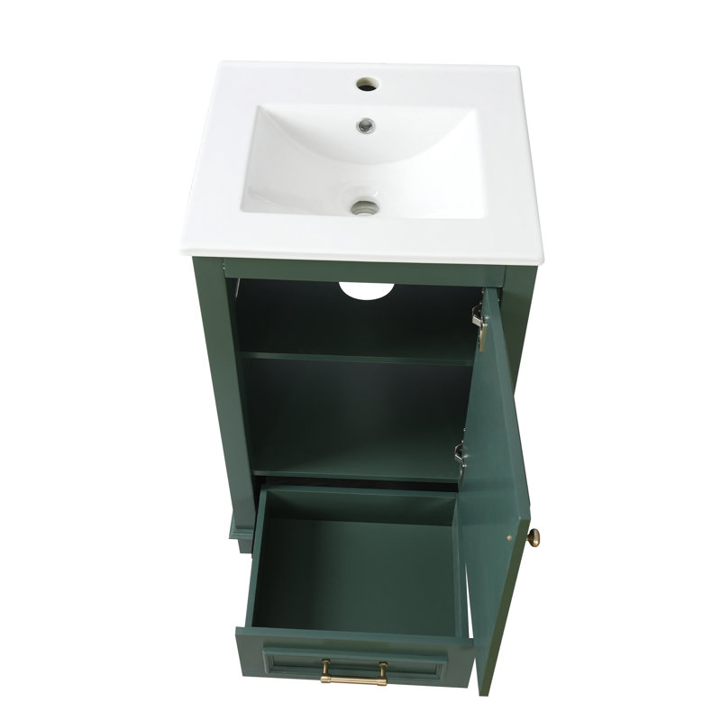 Meuble-lavabo simple de 20 pouces avec dessus en céramique, Green
