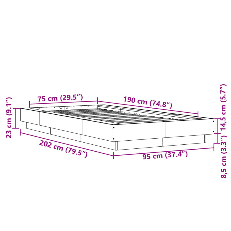 Pasol Bed, Small Single (2'6), Black