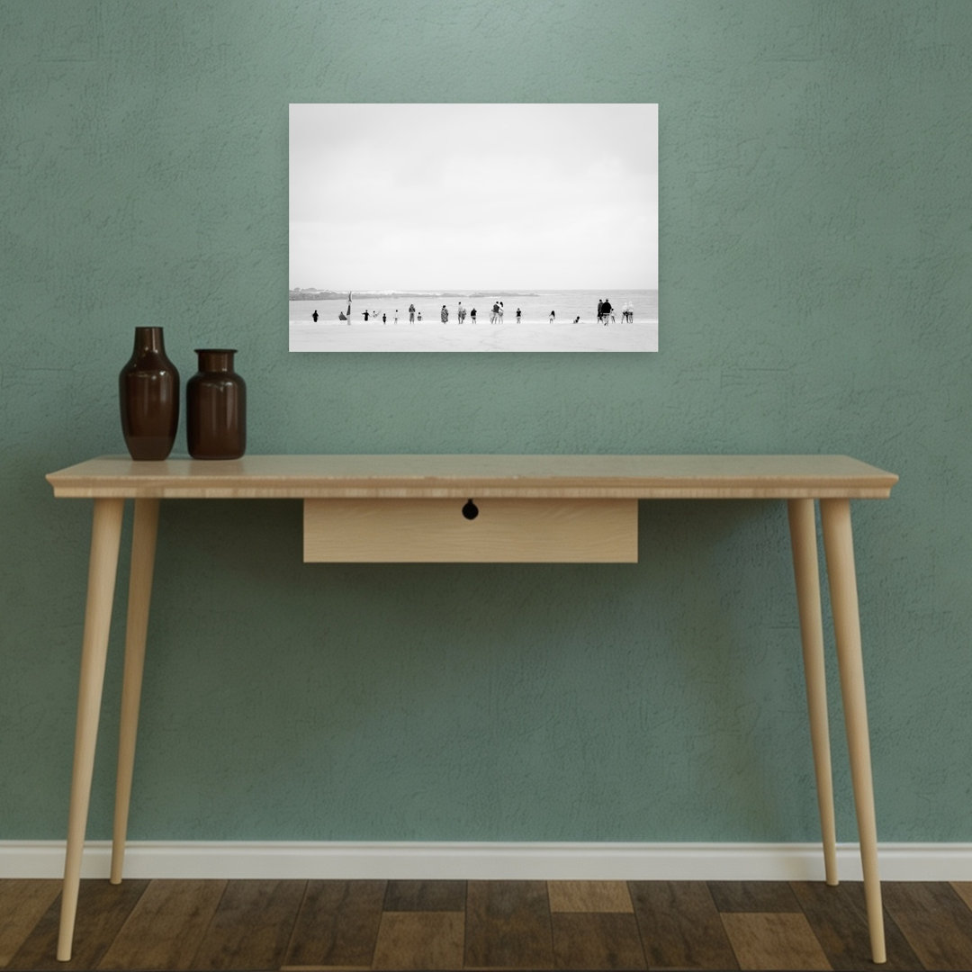 Serene Beach Figures Minimalist Peaceful Serene Coastal Wall Art Print