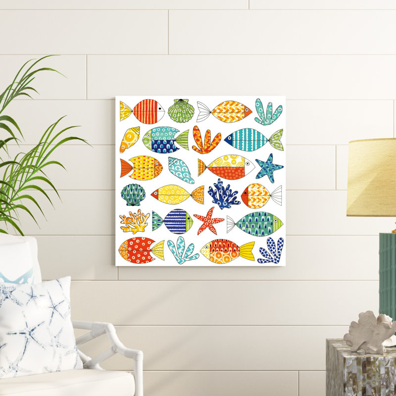 «Fish Tale III» par Nancy Green, peinture sur toile tendue, H 30 po x l 30 po