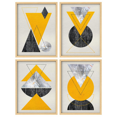 «Mid-Century Marble Triangle Polygon Abstract Shapes Illustration Artwork Decor», 4 pièces