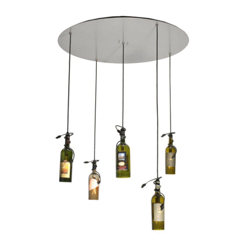 Luminaire suspendu grappe en nickel à 5 lumières Trescott