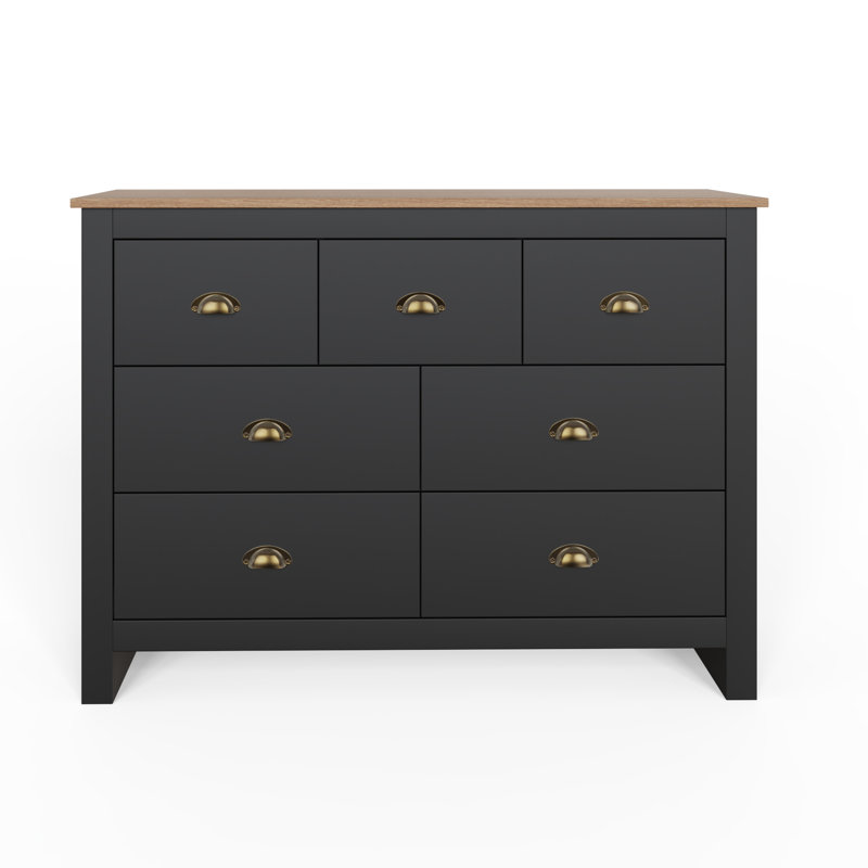 Gia 111.5cm W 7 - Drawer Chest of Drawers, Black