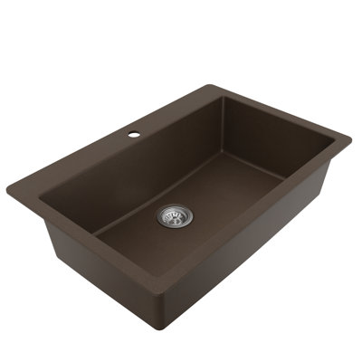 Karran Quartz 33'' X 22'' Large Single Bowl Drop-in Kitchen Sink With Bottom Grid and Strainer