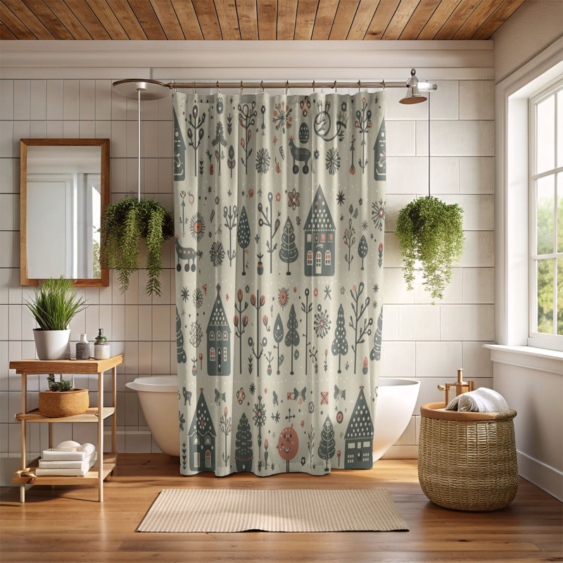 Rideau de douche Snowy Winter, H 74 po x l 71 po