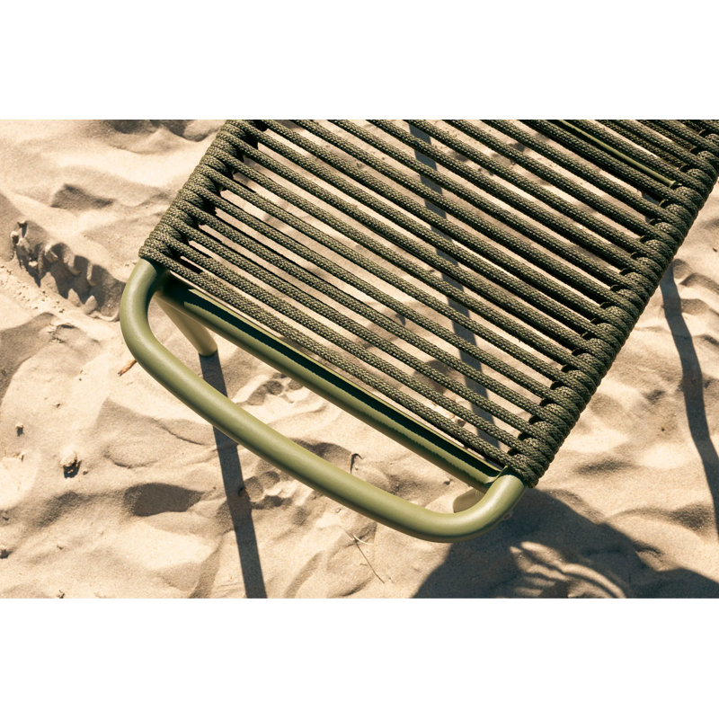 Ribbon Outdoor Ottoman, Dark Green