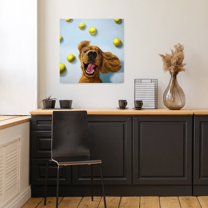 Ball Boy, art urbain contemporain pour chien, H 18 po x l 18 po