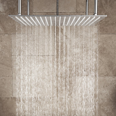 20*40"" Brushed Nickel Rainfall Shower System & 3 Jetted Body with Rough-in Valve -  FontanaShowers, FS145010BN