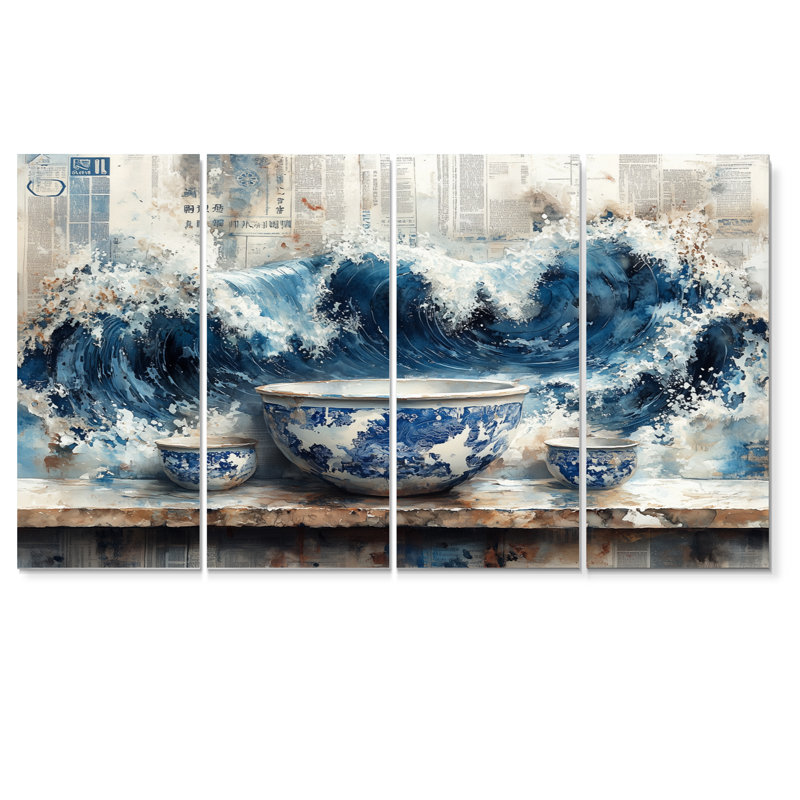 «China S Edge of Wonder Chinoiserie Pottery V - Boho Pottery», art mural sur toile, H 28 po x l 48 po