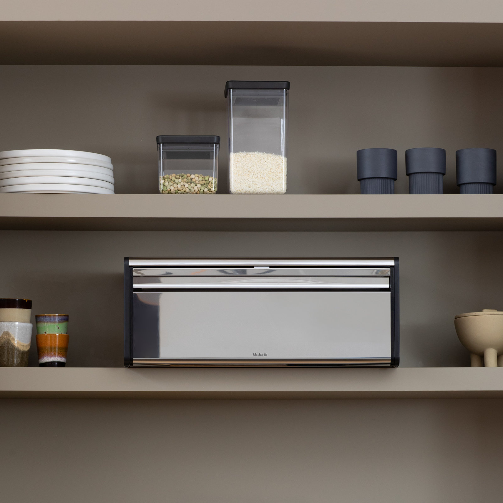 Brabantia Fall Front Bread Box, Brilliant Steel