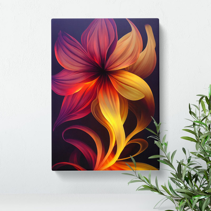 Flower Abstract No.1 - Wall Art, 76cm H x 50cm W x 3cm D, Walnut Framed