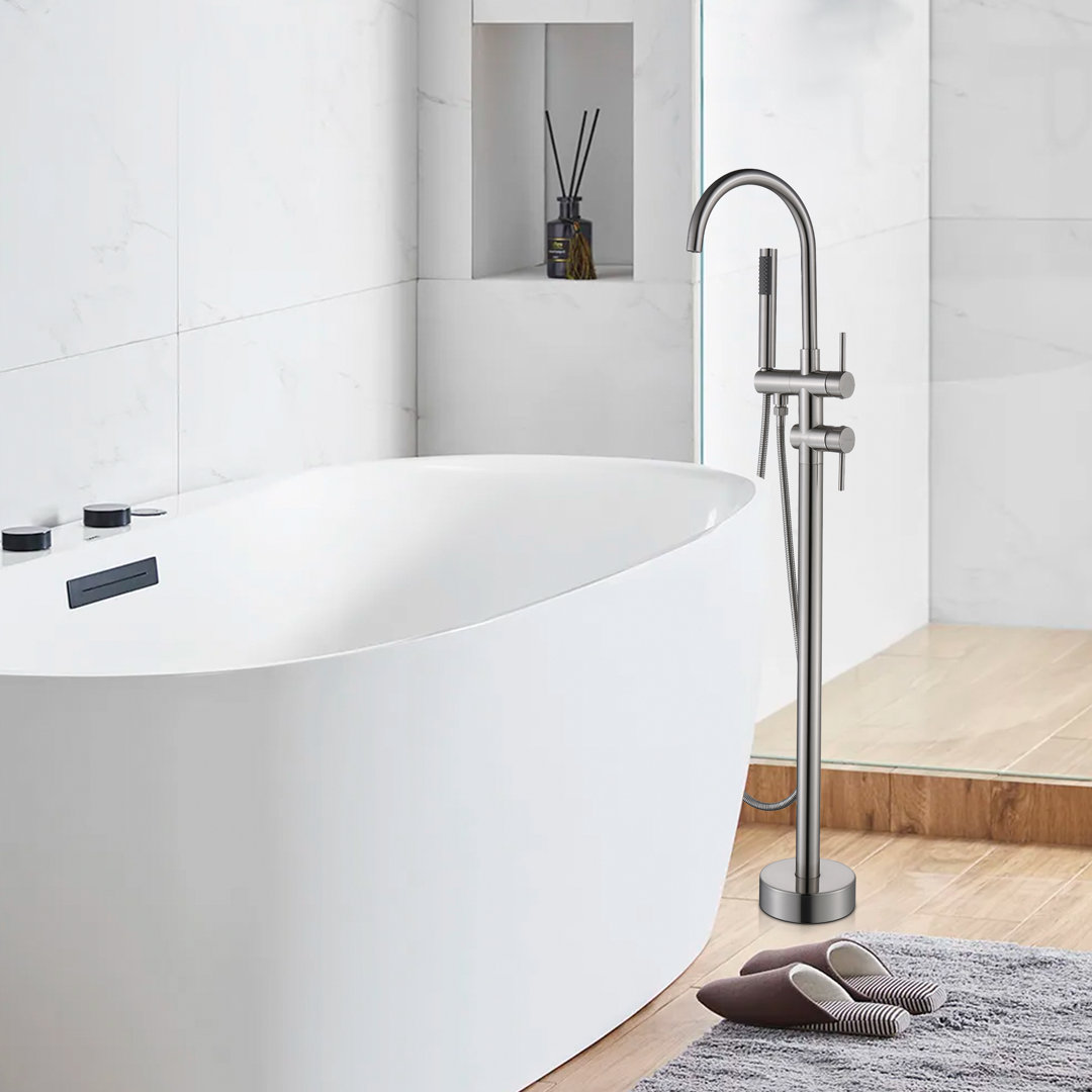 Circular Double Handle Floor Mounted Clawfoot Tub Faucet MODLAND 