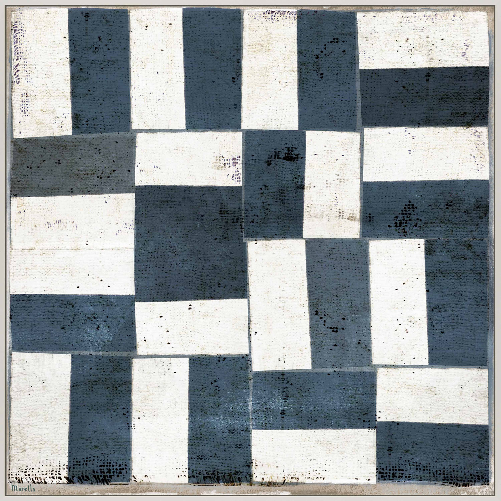 Patchwork 5 by Marco Marella for Studio M - Framed Wall Art, 30" H x 30" W, Canvas, White