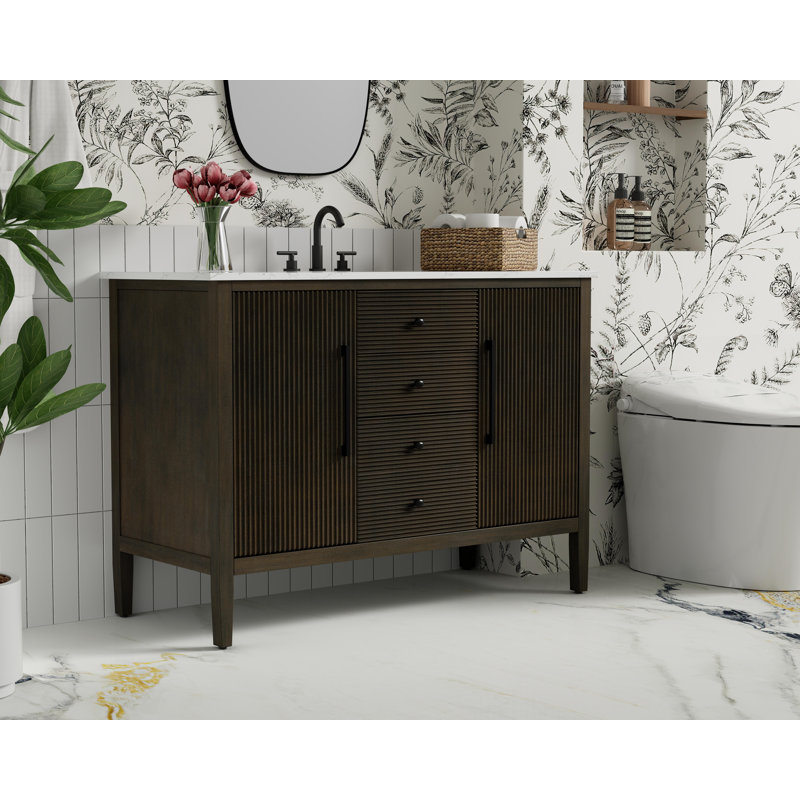 Meuble-lavabo simple 48 po, Chêne chocolat