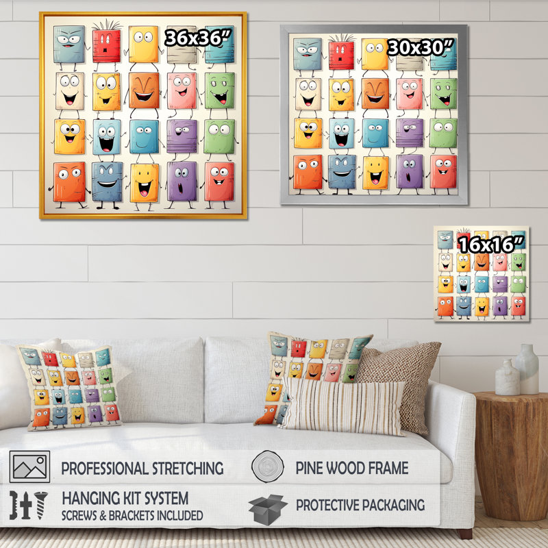 Impression sur toile Popart Collages II - Pop, Toile tendue, H 16 po x l 16 po x P 1 po