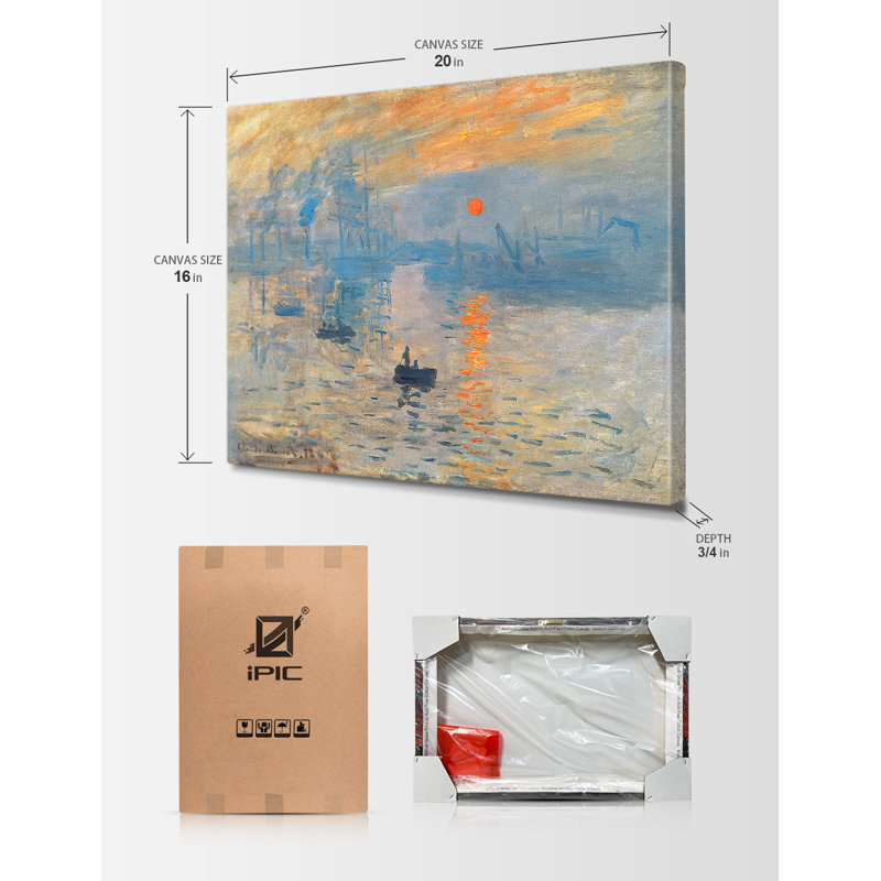 Impression, Sunrise par Claude Monet, reproduction d'art sur toile de coton sans acide, Toile tendue