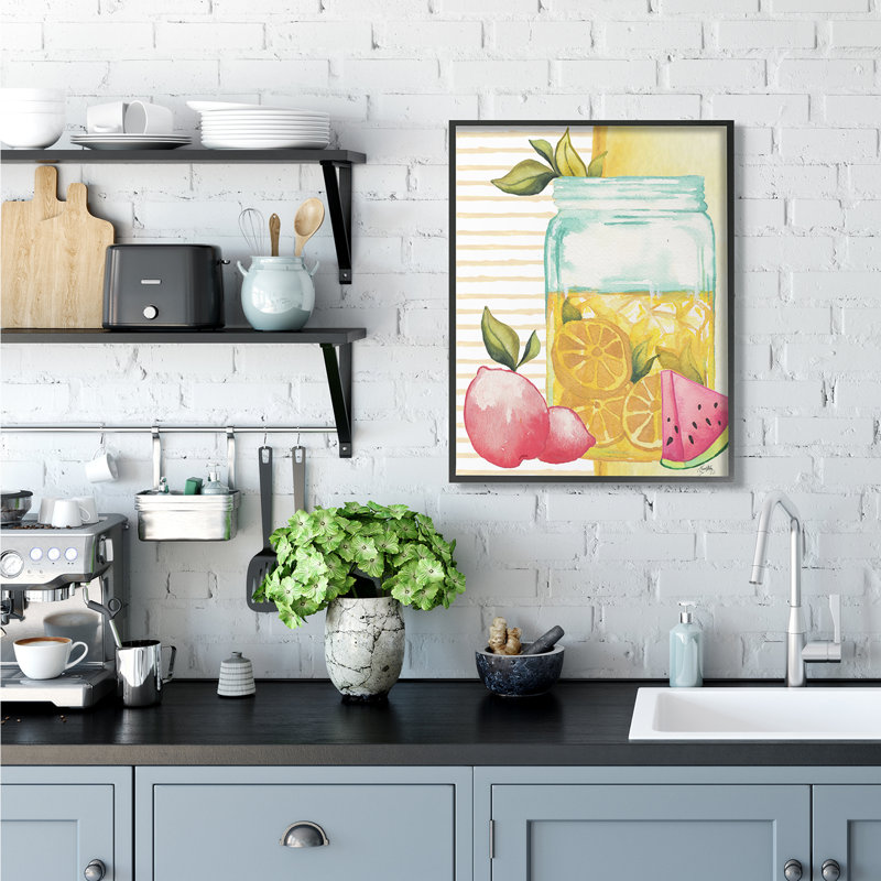 «Iced Lemonade Pitcher Abstract Pink Lemon Fruit» par Elizabeth Medley - impression d'art graphique