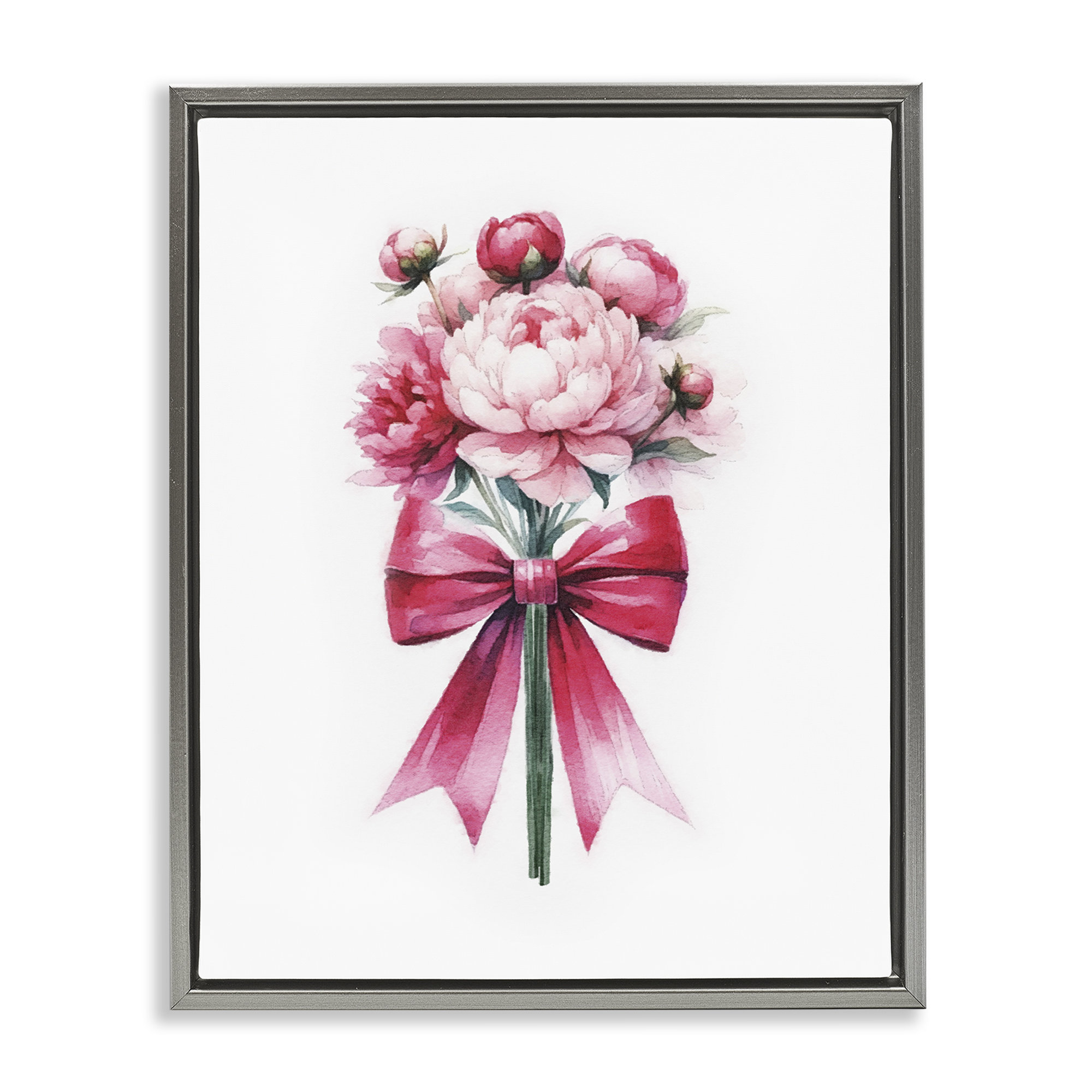 Red Barrel Studio® Pink Ribbon Bouquet Floater Canvas Wall Art by ...